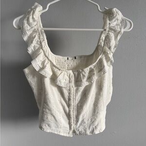 Chic Ruffle Lace Blouse in Cream